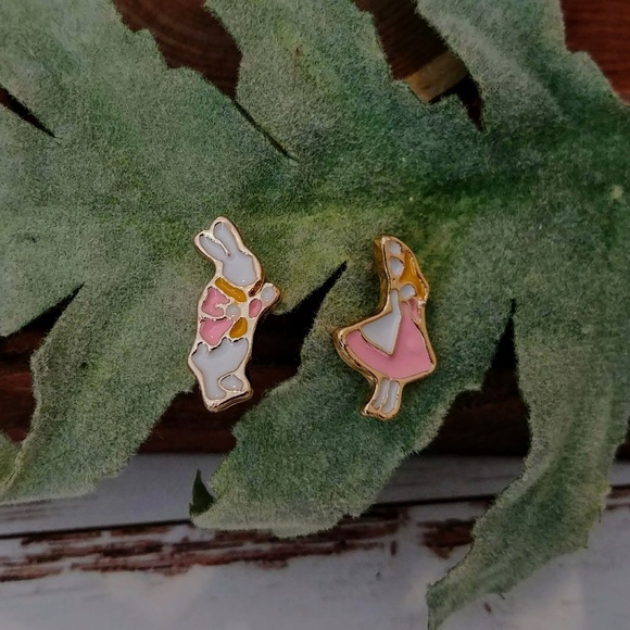 Jewelry - Alice & Rabbit Enamel Earrings